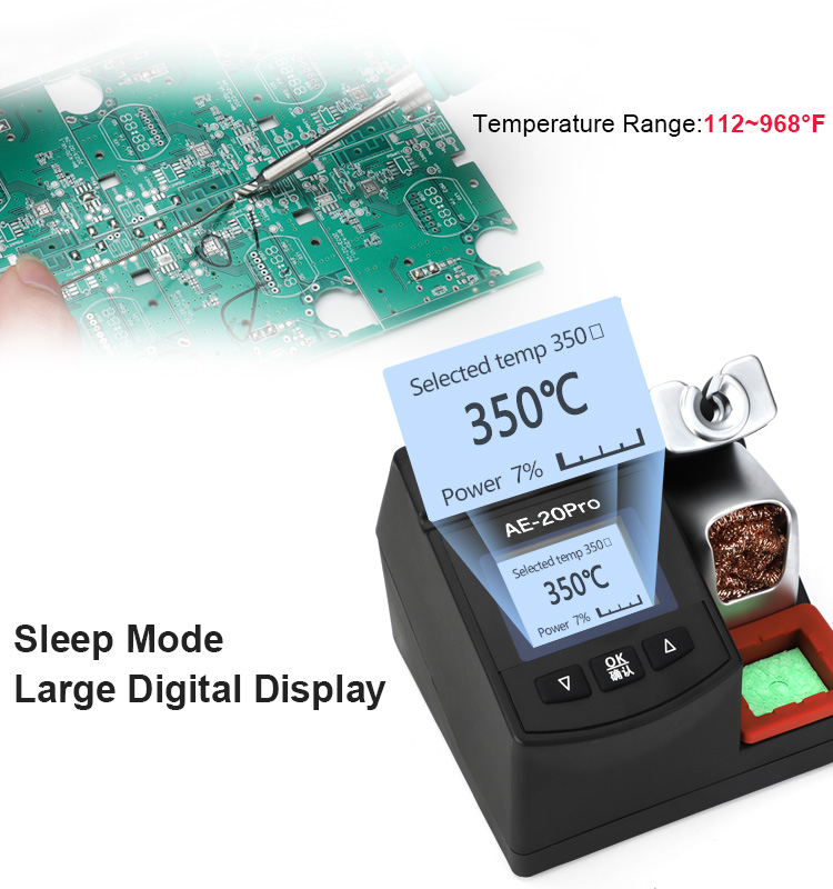 KELLYSHUN AE-20Pro 130W Lead Free Soldering Station 2 Seconds Rapid Heating Smart Digital Solder Sta(图6)